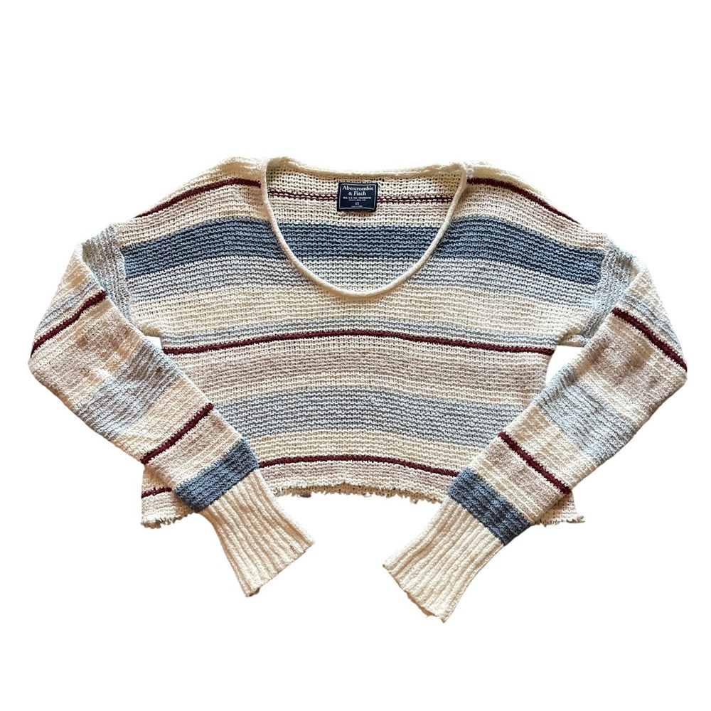 Abercrombie & Fitch Cropped Sweater Womens XS Knit Pullover Y2K Preppy Boho
